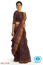 ILKAL HANDLOOM SILK BY COTTON SMALL CHACKS BIG BHOOMI BORDER SAREES