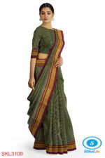 ILKAL HANDLOOM SILK BY COTTON SMALL CHACKS BIG BHOOMI BORDER SAREES