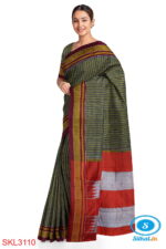 ILKAL HANDLOOM SILK BY COTTON SMALL CHACKS BIG BHOOMI BORDER SAREES