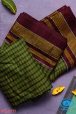 ILKAL HANDLOOM SILK BY COTTON SMALL CHACKS BIG BHOOMI BORDER SAREES