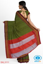 ILKAL HANDLOOM SILK BY COTTON SMALL CHACKS BIG BHOOMI BORDER SAREES