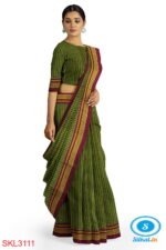 ILKAL HANDLOOM SILK BY COTTON SMALL CHACKS BIG BHOOMI BORDER SAREES