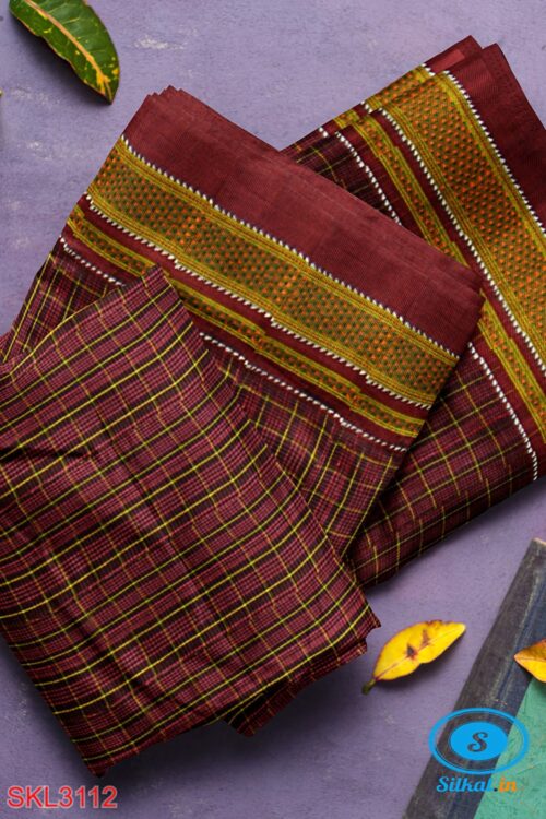 ILKAL HANDLOOM SILK BY COTTON SMALL CHACKS CHIKKI PARAS SAREES