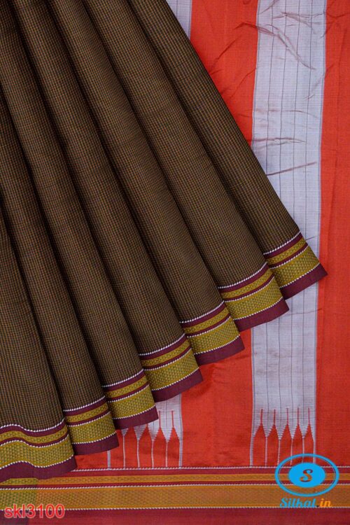 ILKAL HANDLOOM SILK BY COTTON SMALL CHACKS CHIKKI PARAS SAREES