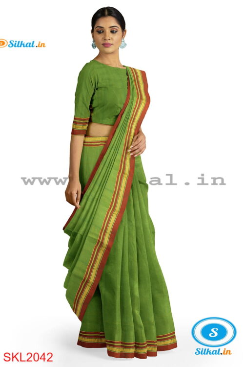 ILKAL HANDLOOM CATLON PALLU COTTON PLAIN SAREES