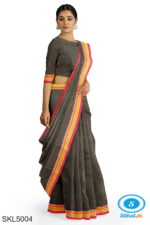ILKAL PLAIN COTTON SAREE WITH CHIKKI PARAS BORDER