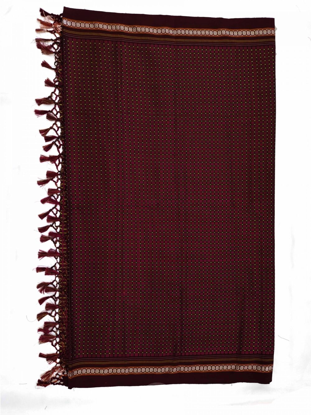 GULEDGUDDA KHANA COTTON SILK FABRICS DUPPATTA WITH TASSELS