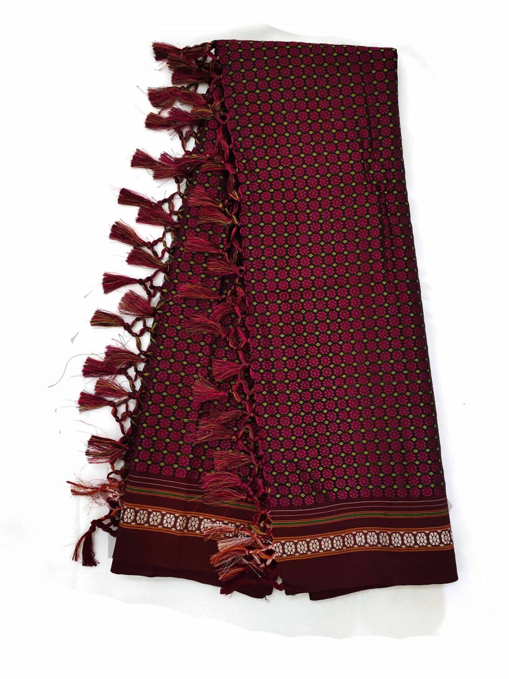 GULEDGUDDA KHANA COTTON SILK FABRICS DUPPATTA WITH TASSELS