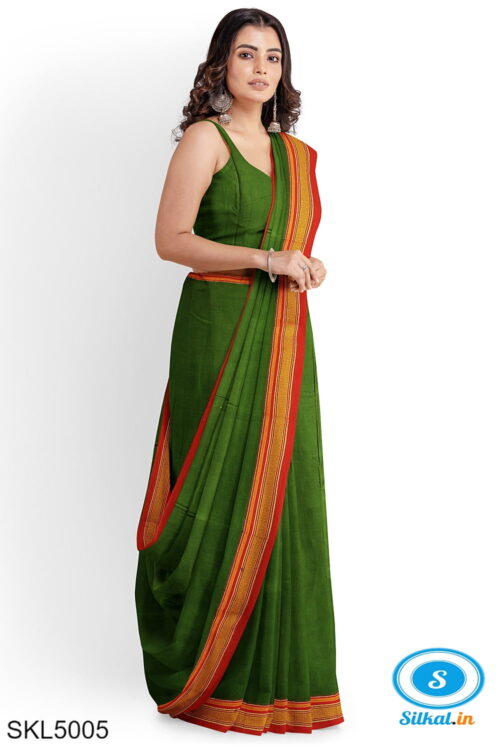ILKAL PLAIN COTTON SAREE WITH CHIKKI PARAS BORDER