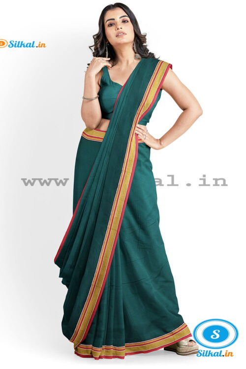 ILKAL PLAIN COTTON SAREE WITH CHIKKI PARAS BORDER