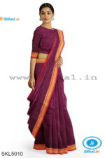 ILKAL PLAIN COTTON SAREE WITH CHIKKI PARAS BORDER