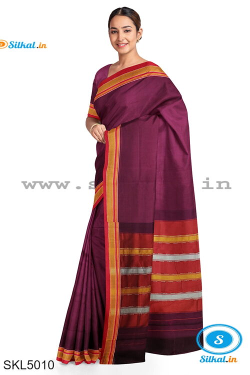 ILKAL PLAIN COTTON SAREE WITH CHIKKI PARAS BORDER