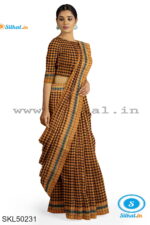 ILKAL COTTON SMALL CHECKS SAREE WITH GOMI BORDER