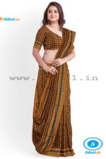 ILKAL COTTON SMALL CHECKS SAREE WITH GOMI BORDER