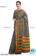 ILKAL COTTON SMALL CHECKS SAREE WITH GOMI BORDER