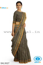 ILKAL COTTON SMALL CHECKS SAREE WITH GOMI BORDER