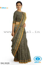 ILKAL COTTON SMALL CHECKS SAREE WITH GOMI BORDER