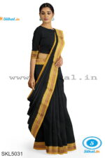 ILKAL MASRISE COTTON PLAIN SAREE WITH CHIKKI PARAS BORDER