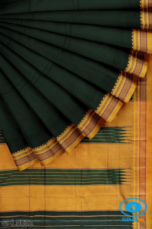 ILKAL MASRISE COTTON PLAIN SAREE WITH CHIKKI PARAS BORDER