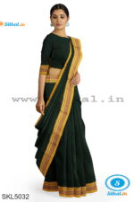 ILKAL MASRISE COTTON PLAIN SAREE WITH CHIKKI PARAS BORDER