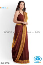 ILKAL MASRISE COTTON PLAIN SAREE WITH CHIKKI PARAS BORDER