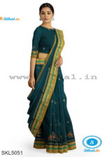 ILKAL SILK BY COTTON KASUTI WORK PATTI PALLU SAREE