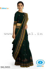 ILKAL SILK BY COTTON KASUTI WORK PATTI PALLU SAREE