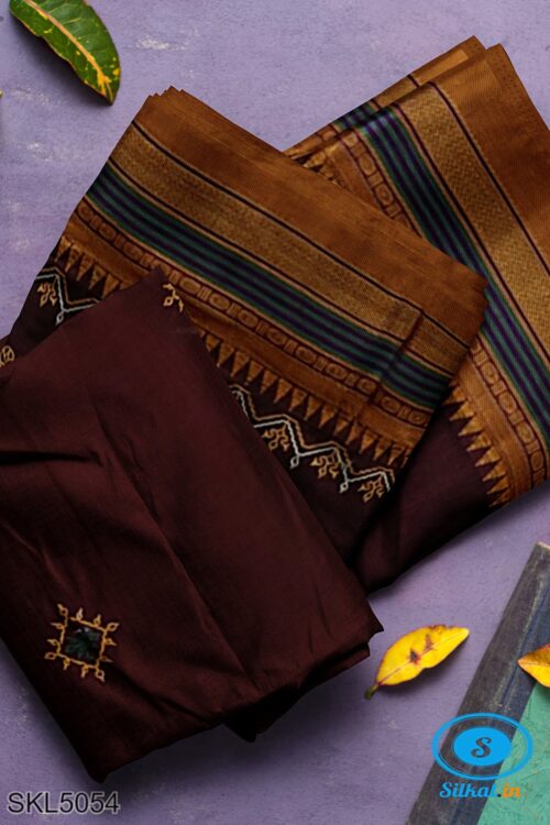 ILKAL SILK BY COTTON KASUTI WORK PATTI PALLU SAREE