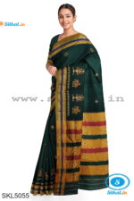 ILKAL SILK BY COTTON KASUTI WORK PATTI PALLU SAREE