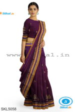ILKAL SILK BY COTTON KASUTI WORK PATTI PALLU SAREE