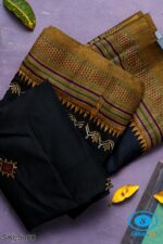 ILKAL SILK BY COTTON KASUTI WORK PATTI PALLU SAREE