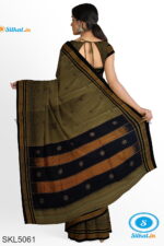 ILKAL SILK BY COTTON TWO TONE KASUTI WORK SAREE