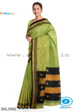 ILKAL SILK BY COTTON TWO TONE KASUTI WORK SAREE