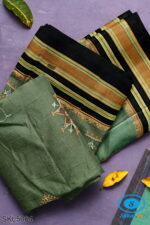 ILKAL SILK BY COTTON TWO TONE KASUTI WORK SAREE