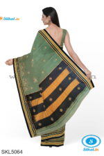 ILKAL SILK BY COTTON TWO TONE KASUTI WORK SAREE