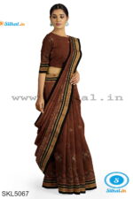 ILKAL SILK BY COTTON TWO TONE KASUTI WORK SAREE