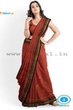 ILKAL SILK BY COTTON TWO TONE KASUTI WORK SAREE