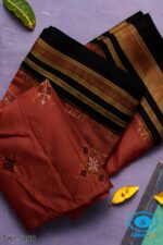 ILKAL SILK BY COTTON TWO TONE KASUTI WORK SAREE