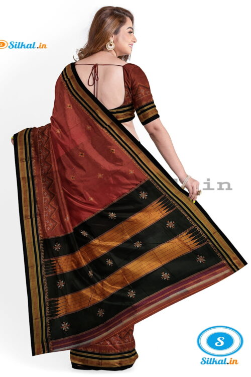 ILKAL SILK BY COTTON TWO TONE KASUTI WORK SAREE