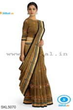 ILKAL SILK BY COTTON TWO TONE KASUTI WORK SAREE