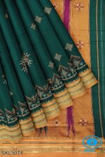 ILKAL SILK BY COTTON TWO TONE KASUTI WORK SAREE