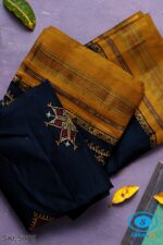 ILKAL SILK BY COTTON TWO TONE KASUTI WORK SAREE