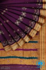 ILKAL SILK BY COTTON TWO TONE KASUTI WORK SAREE
