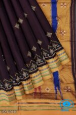 ILKAL SILK BY COTTON TWO TONE KASUTI WORK SAREE