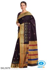 ILKAL SILK BY COTTON TWO TONE KASUTI WORK SAREE