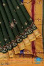 ILKAL SILK BY COTTON TWO TONE KASUTI WORK SAREE