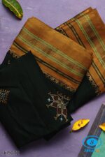 ILKAL SILK BY COTTON TWO TONE KASUTI WORK SAREE