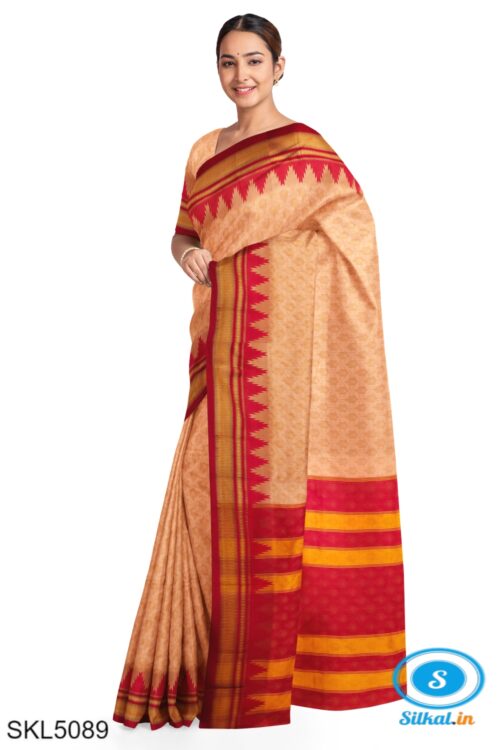 ILKAL EMBOZ SAREE WITH TEMPLE BORDER
