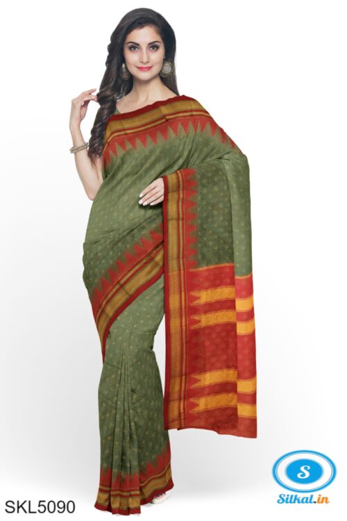 ILKAL EMBOZ SAREE WITH TEMPLE BORDER