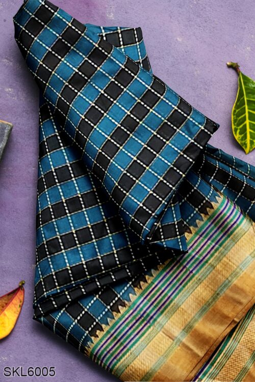 ILKAL COTTON SMALL CHECKS SAREE WITH THODA PARAS BORDER
